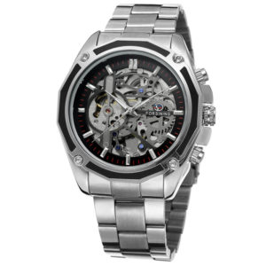 Механічний годинник з автопідзаводом Forsining Skeleton (silver)