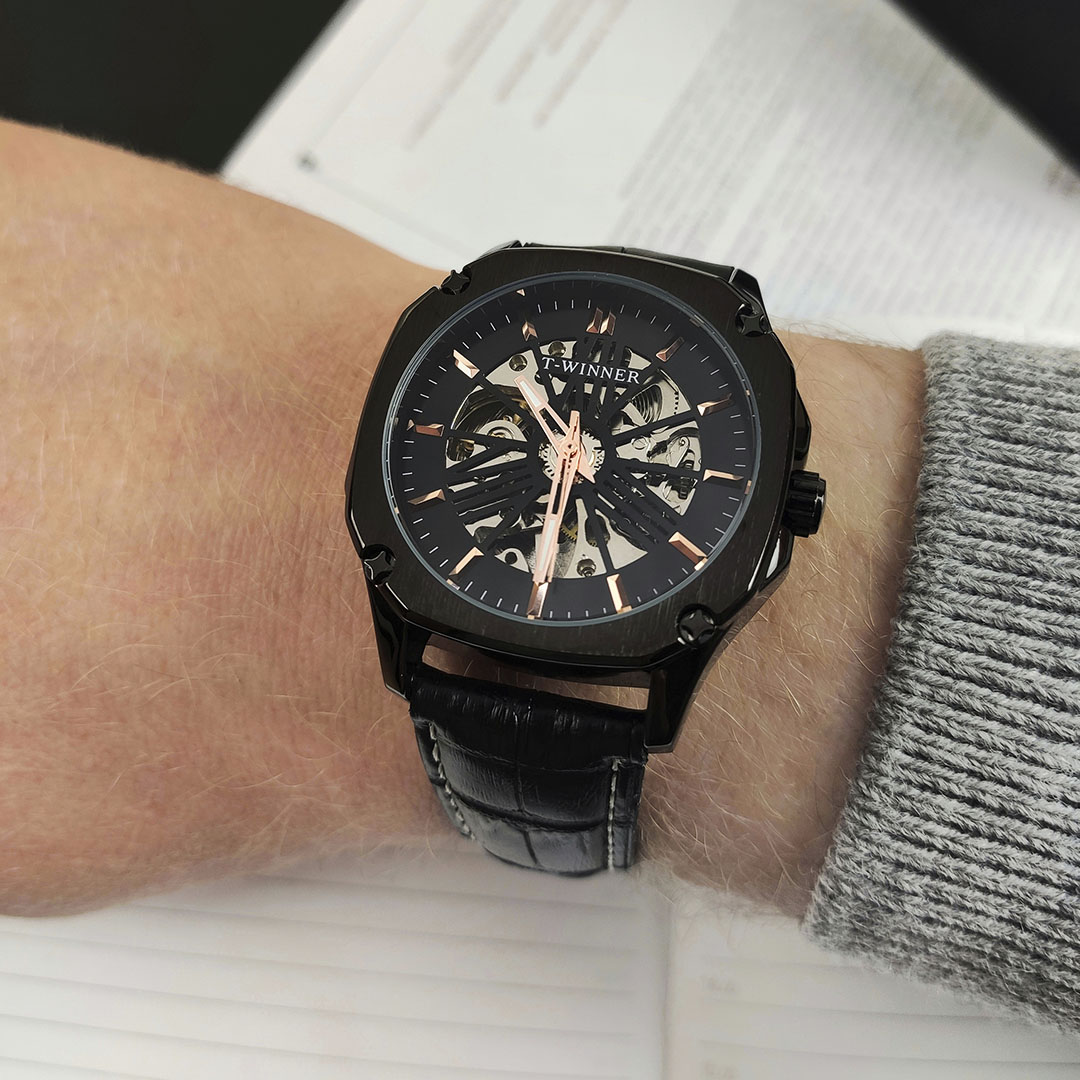 Механічний годинник з автопідзаводом T-Winner Skeleton (black) Механічний годинник з автопідзаводом T-Winner Skeleton (black)