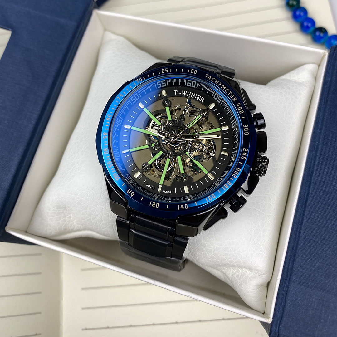 Механічний годинник з автопідзаводом T-Winner (black-blue) Механічний годинник з автопідзаводом T-Winner (black-blue)
