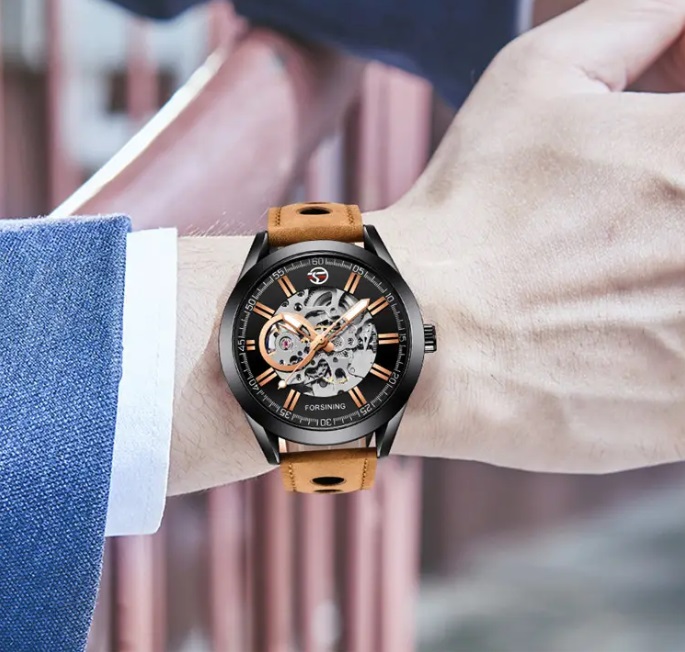 Механічний годинник з автопідзаводом Forsining Skeleton (black-brown) Механічний годинник з автопідзаводом Forsining Skeleton (black-brown)