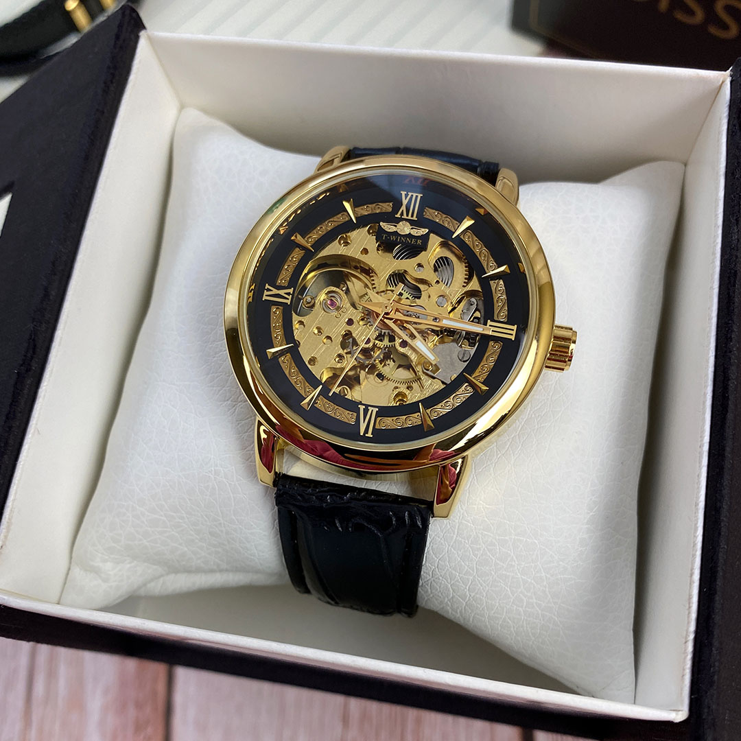 Механічний годинник T-Winner Skeleton (black-gold) Механічний годинник T-Winner Skeleton (black-gold)