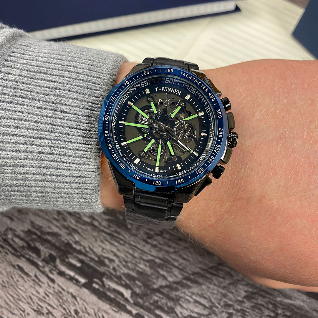 Механічний годинник з автопідзаводом T-Winner (black-blue) Механічний годинник з автопідзаводом T-Winner (black-blue)