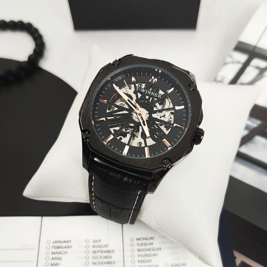 Механічний годинник з автопідзаводом T-Winner Skeleton (black) Механічний годинник з автопідзаводом T-Winner Skeleton (black)