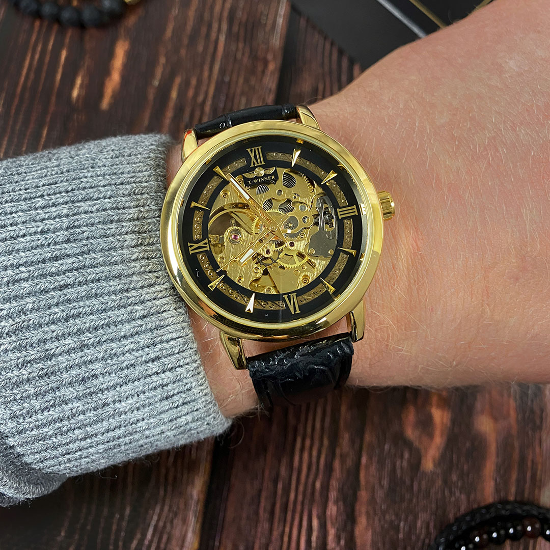 Механічний годинник T-Winner Skeleton (black-gold) Механічний годинник T-Winner Skeleton (black-gold)