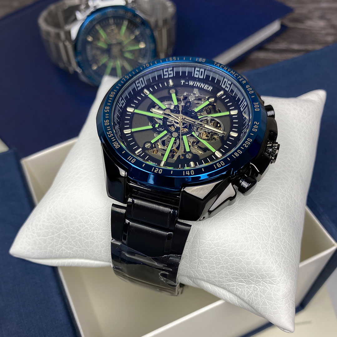 Механічний годинник з автопідзаводом T-Winner (black-blue) Механічний годинник з автопідзаводом T-Winner (black-blue)