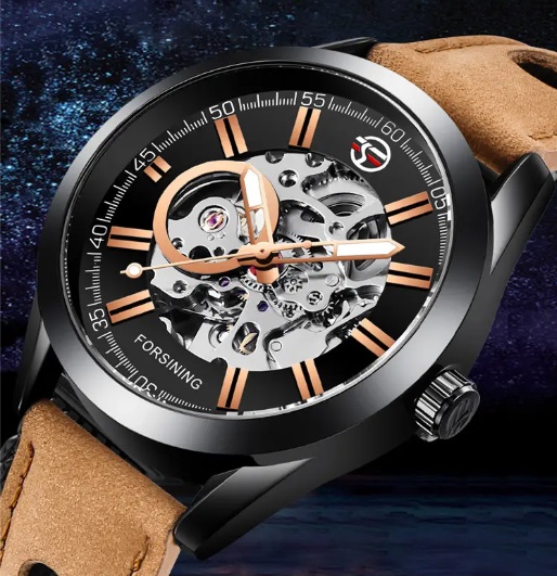 Механічний годинник з автопідзаводом Forsining Skeleton (black-brown) Механічний годинник з автопідзаводом Forsining Skeleton (black-brown)