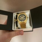 Механічний годинник з автопідзаводом Forsining Skeleton (gold)