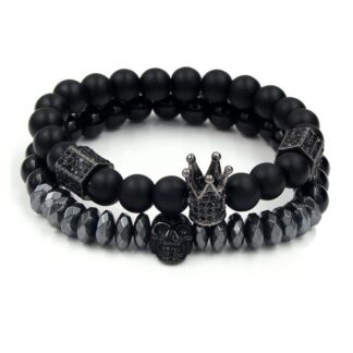 Браслети з натуральних каменів Black King & Skull