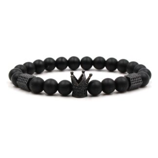 Браслет Black King з натуральних каменів з короною