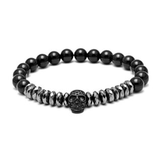 Браслет з натуральних каменів Black Skull