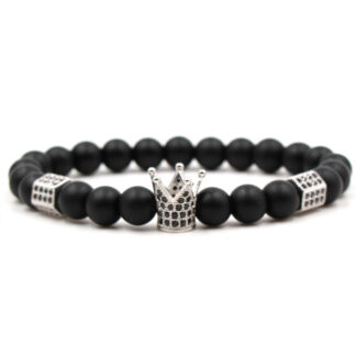 Браслет Silver King з натуральних каменів з короною