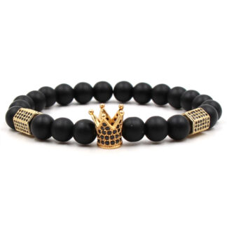 Браслет Golden King з натуральних каменів з короною