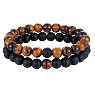 Парні браслети з натуральних каменів Tiger унісекс