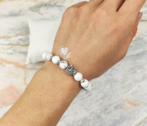 Браслет з натуральних каменів White Owl кахолонг