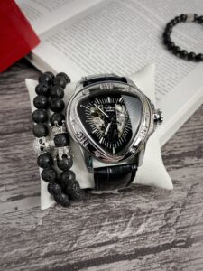 Браслети з натуральних каменів Silver Lava set