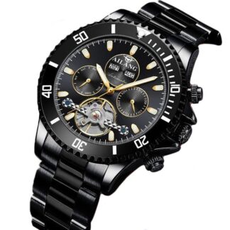 Механічний годинник з автопідзаводом Ailang (black)